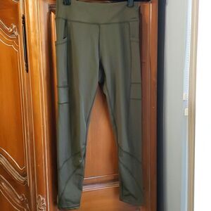 FITKICKS, leggings , olive green, pockets. Size medium.